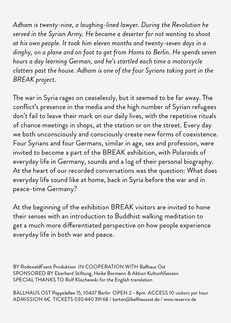 julia marquardt rodewaldfoest produktion ballhaus ost berlin break flyer ausstellung exhibition grafik graphic design